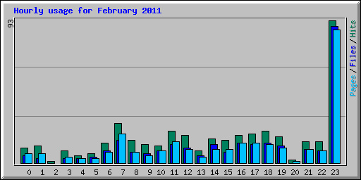 Hourly usage for February 2011